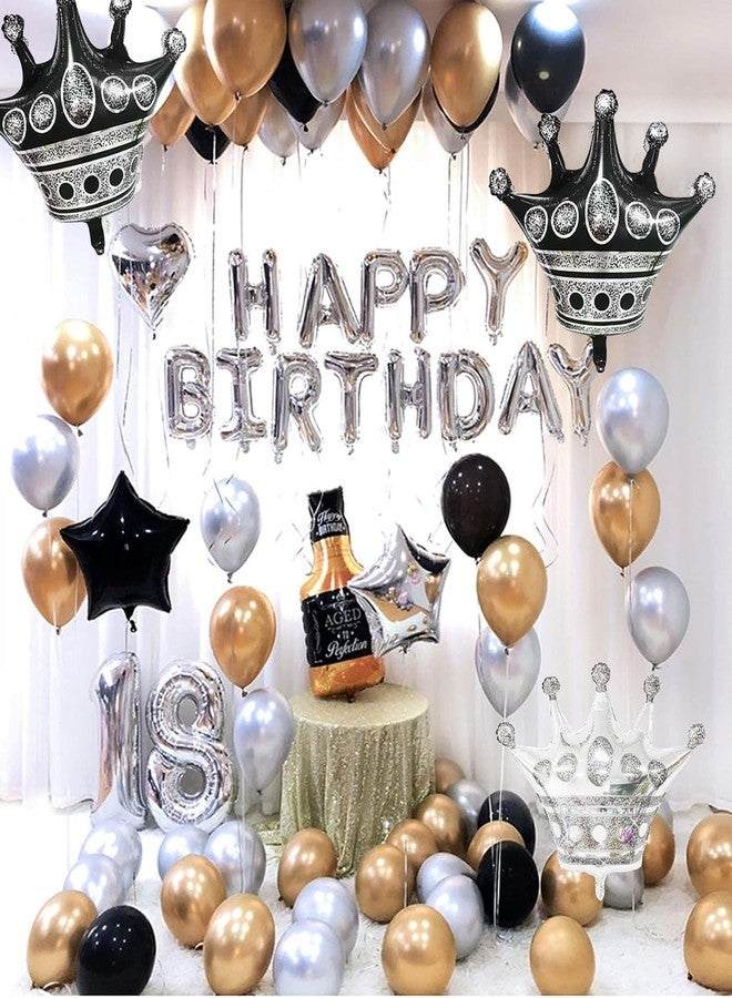 OHLIGEI 5PCS Black Crown Balloons Large Crown Foil Balloons Black Mylar Crown Decoration for King and Queen Party Royalty Birthday Wedding Baby Shower New Year Party Decorations - Image 5